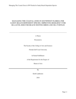 MANAGING THE COASTAL ZONE IN SOUTHWEST FLORIDA FOR SANDY BEACH DEPENDENT SPECIES:  IMPROVING RESILIENCY FOR SEA-LEVEL RISE FOR BEACH-NESTING BIRDS AND SEA TURTLES