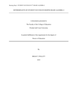 DETERMINANTS OF STUDENT SUCCESS IN EIGHTH GRADE ALGEBRA I