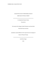 A Qualitative Study of Professional Issues in Home Health Physical Therapy
