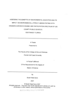 Assessing the benefits of environmental education and its impact on environmental literacy among exiting fifth graders across economic and participation spectrum of lee couny public schools