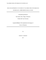 The lived experience of in-service teachers using synchronous technology:  A phenomenological study