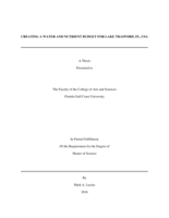 CREATING A WATER AND NUTRIENT BUDGET FOR LAKE TRAFFORD, FL, USA