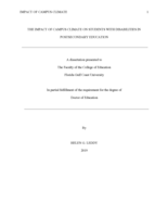 The Impact of Campus Climate on Students with Disabilities in Postsecondary Education