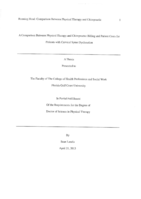 A Comparison Between Physical Therapy and Chiropractor Billing and Patient Costs for Patients