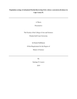 Population ecology of urbanized Florida Burrowing Owls (Athene cunicularia floridana) in Cape Coral, FL