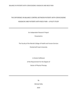 THE DIFFERENCE IN BALANCE CONTROL BETWEEN PATIENTS WITH CERVICOGENIC HEADACHE AND PATIENTS WITH NECK PAIN – A PILOT STUDY