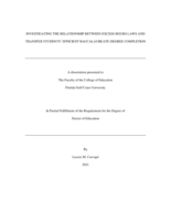 INVESTIGATING THE RELATIONSHIP BETWEEN EXCESS HOURS LAWS AND TRANSFER STUDENTS’ EFFICIENT BACCALAUREATE DEGREE COMPLETION