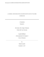 Academic and Recreational Reading Motivation of Teacher Candidates