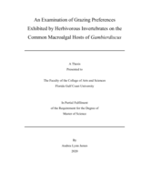 An Examination of Grazing Preferences Exhibited by Herbivorous Invertebrates on the Common Macroalgal Hosts of Gambierdiscus