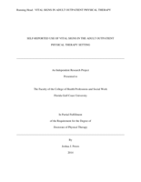Self-Reported Use of Vital Signs in the Adult Outpatient Physical Therapy Setting