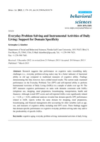Everyday Problem Solving and Instrumental Activities of Daily Living:  Support for Domain Specificity