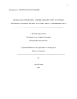 Technology integration:  A mixed methods study of veteran secondary teachers' beliefs, attitudes, and classroom practices