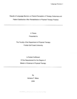 Results of Language Barriers on Patient Perception of Therapy Outcomes and Patient Satisfatction After Rehabilitation in Physical Therapy Practice