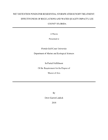 WET DETENTION PONDS FOR RESIDENTIAL STORMWATER RUNOFF TREATMENT:  EFFECTIVENESS OF REGULATIONS AND WATER QUALITY IMPACTS, LEE COUNTY FLORIDA