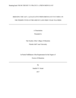 BRIDGING THE GAP:  A QUALITATIVE PHENOMENOLOGY FOCUSING ON THE PERSPECTIVES OF PRE-SERVICE AND FIRST-YEAR TEACHERS