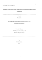 Developing a video learning tool as a learning strategy in the instruction of physical therapy documenatation