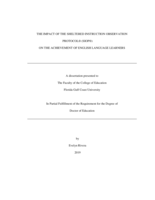 THE IMPACT OF THE SHELTERED INSTRUCTION OBSERVATION PROTOCOL® (SIOP®) ON THE ACHIEVEMENT OF ENGLISH LANGUAGE LEARNERS