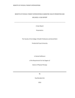 BENEFITS OF PHYSICAL THERAPY INTERVENTIONS IN BARIATRIC HEALTH PROMOTION AND WELLNESS