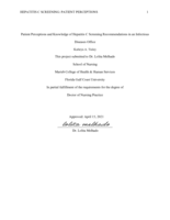 Patient Perceptions and Knowledge of Hepatitis C Screening Recommendations in an Infectious Diseases Office