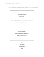 PHYSICAL THERAPISTS’ PERCEPTIONS ON THE USE OF TELEHEALTH IN PATIENT CARE