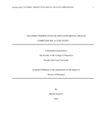 Teachers' Perspectives on Educator Mental Health Competencies:  A Case Study