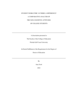 STUDENT WORK ETHIC: IS THERE A DIFFERENCE? A COMPARATIVE ANALYSIS OF  THE NON-COGNITIVE ATTITUDES OF COLLEGE STUDENTS