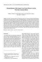Herpetofauna of the Santa Cruz Forest Preserve in the Peruvian Amazon Basin