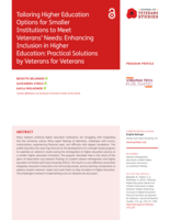 Tailoring Higher Education Options for Smaller Institutions to Meet Veterans’ Needs: Enhancing Inclusion in Higher Education: Practical Solutions by Veterans for Veterans