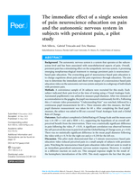 The immediate effect of a single session of pain neuroscience education on pain and the autonomic nervous system in subjects with persistent pain, a pilot study