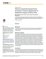 Patients Covertly Recording Clinical Encounters: Threat or Opportunity? A Qualitative Analysis of Online Texts