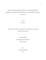 Does Witnessing Domestic Violence as a Child Predispose an Individual to become a Perpetrator or Victim of Domestic Violence as an Adult?