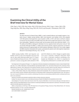 Examining the Clinical Utility of the Brief Interview for Mental Status