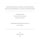 Integrating Technological Pedagogical Content Knowledge in Special Education Preparation: A Case Study of Teacher Candidates