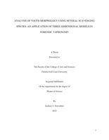 ANALYSIS OF TOOTH MORPHOLOGY USING SEVERAL SCAVENGING SPECIES: AN APPLICATION OF THREE-DIMENSIONAL MODELS IN FORENSIC TAPHONOMY