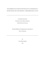 THE EXPERIENCES OF STUDENTS WITH INTELLECTUAL DISABILITIES IN A POSTSECONDARY EDUCATION PROGRAM: A PHENOMENOLOGICAL STUDY