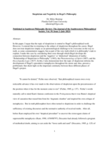 Skepticism and Negativity in Hegel's Philosophy