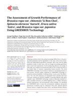 The Assessment of Growth Performance of Brassica rapa var. chinensis ‘Li Ren Choi’, Spinacia oleracea ‘Auroch’, Eruca sativa ‘Astro’, and Brassica rapa var. japonica Using GREENBOX Technology