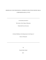HIGHER EDUCATION PROFESSIONAL EXPERIENCES PRACTICING HELPING SKILLS: A PHENOMENOLOGICAL STUDY