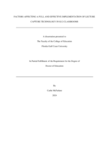 FACTORS AFFECTING A FULL AND EFFECTIVE IMPLEMENTATION OF LECTURE CAPTURE TECHNOLOGY IN K12 CLASSROOMS