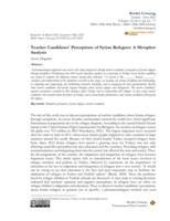 Teacher Candidates’ Perceptions of Syrian Refugees: A Metaphor Analysis