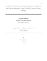 COLLEGE STUDENTS’ PERCEPTIONS OF THE CAMPUS CLIMATE OF GAY, LESBIAN, BISEXUAL, AND TRANSGENDER STUDENTS AT A NATIVE HAWAIIAN SERVING COLLEGE