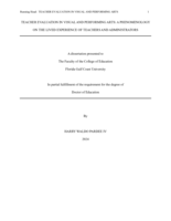 Teacher Evaluation in Visual and Performing Arts: A Phenomenology on the Lived Experience of Teachers and Administrators