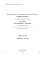 Bridging Health Literacy Gaps in Spanish-Speaking Adults: A Community-Based Intervention in a Local Church