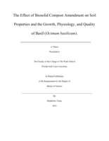 The Effect of Biosolid Compost Amendment on Soil Properties and the Growth, Physiology, and Quality of Basil (Ocimum basilicum).