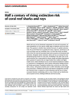 Half a century of rising extinction risk of coral reef sharks and rays