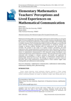 Elementary Mathematics Teachers' Perceptions and Lived Experiences on Mathematical Communication