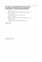 OPTIMAL CEO INCENTIVE CONTRACTS: A PROSPECT THEORY EXPLANATION