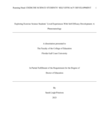 Exploring Exercise Science Students’ Lived Experiences With Self-Efficacy Development: A Phenomenology