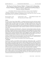 The Exercise Science Practice Model: A Framework for Integrating Critical Thinking, Reflective Practice, and Professional Reasoning in Exercise Science Education