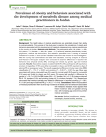 Prevalence of obesity and behaviors associated with the development of metabolic disease among medical practitioners in Jordan